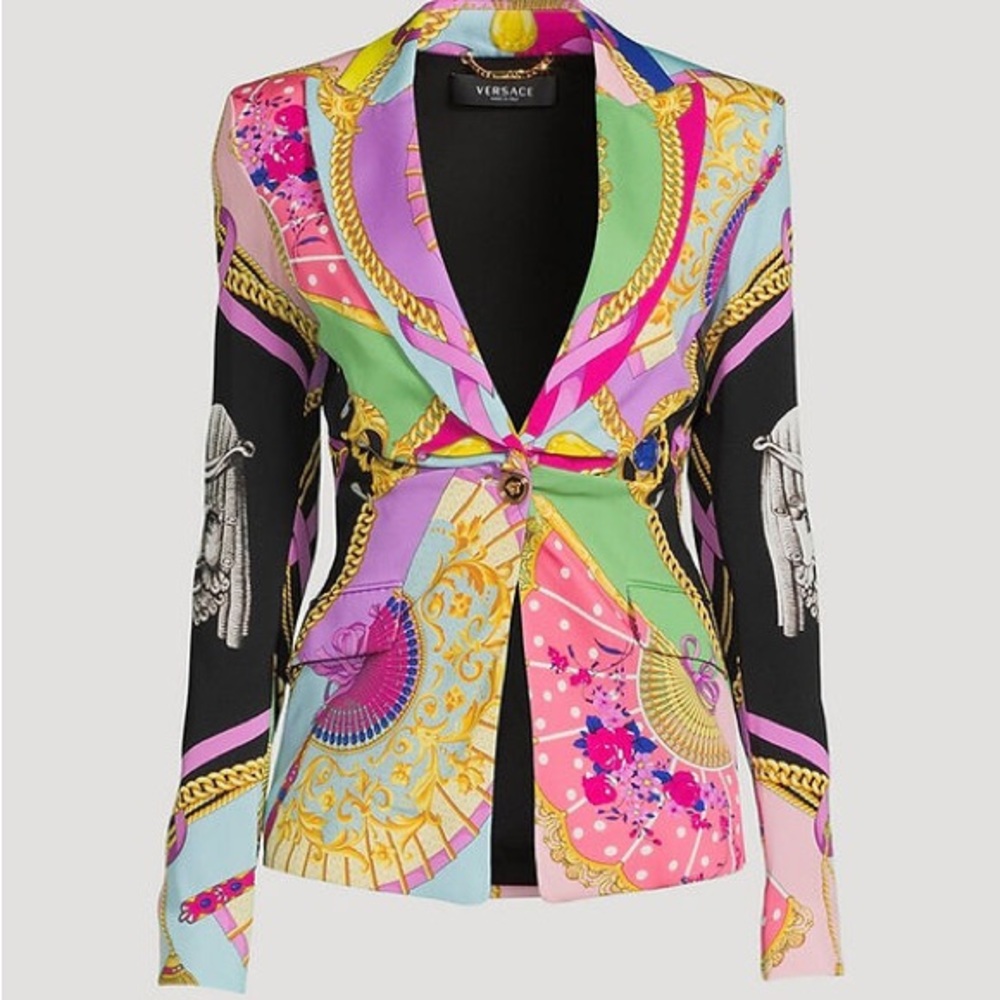 Versace Graphic-Print Single-Breasted
Blazer - pink